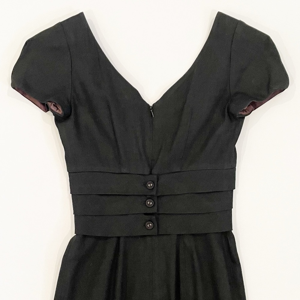 Rebecca Taylor Cross Front V Neck Wool Linen Midi Pencil Dress - Picture 7 of 11